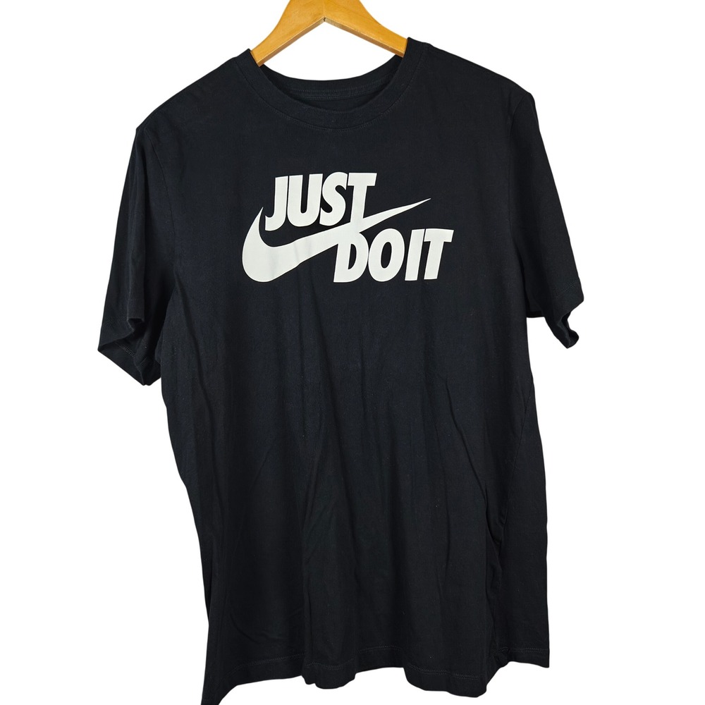 Nike Just Do It T Shirt Black White Logo Graphic Tee Men's Large